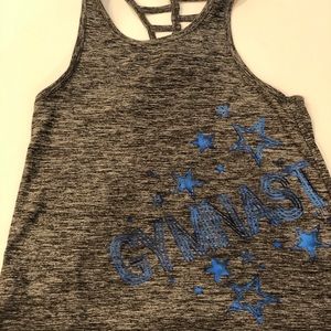Heathered gray gymnast tank top